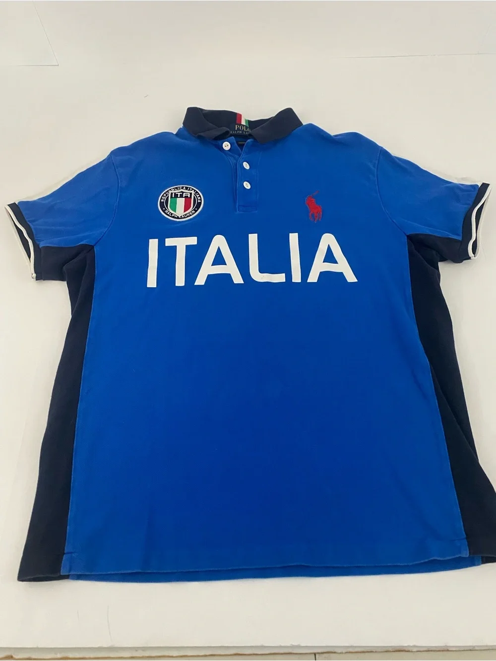 POLO by Ralph Lauren Italia Polo Shirt Blue Custom Shirt Size Large